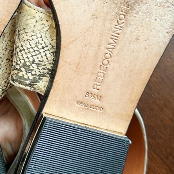 Rebecca Minkoff Serena Suede Snake Print / Neutral Color Block Wrap Sandal 8.5 - Picture 6 of 6